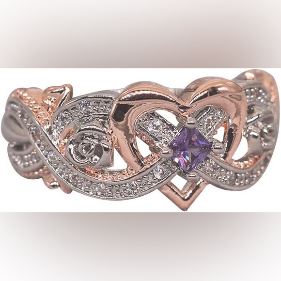 HP❤️New Women Fashion Rose Flower Love Heart Ring Sz 5 - Picture 5 of 9